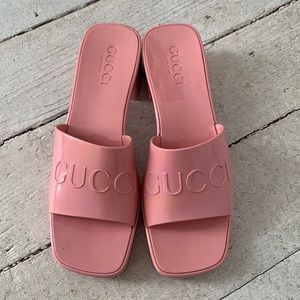 Gucci Pink Jelly Slip On Heel